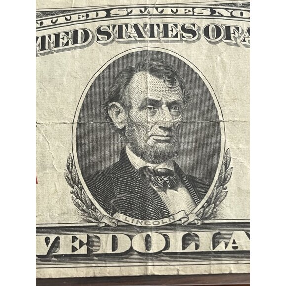 1963 Series $5 United States Note Red Seal Legal Tender Currency #A4874410A - Picture 3 of 6